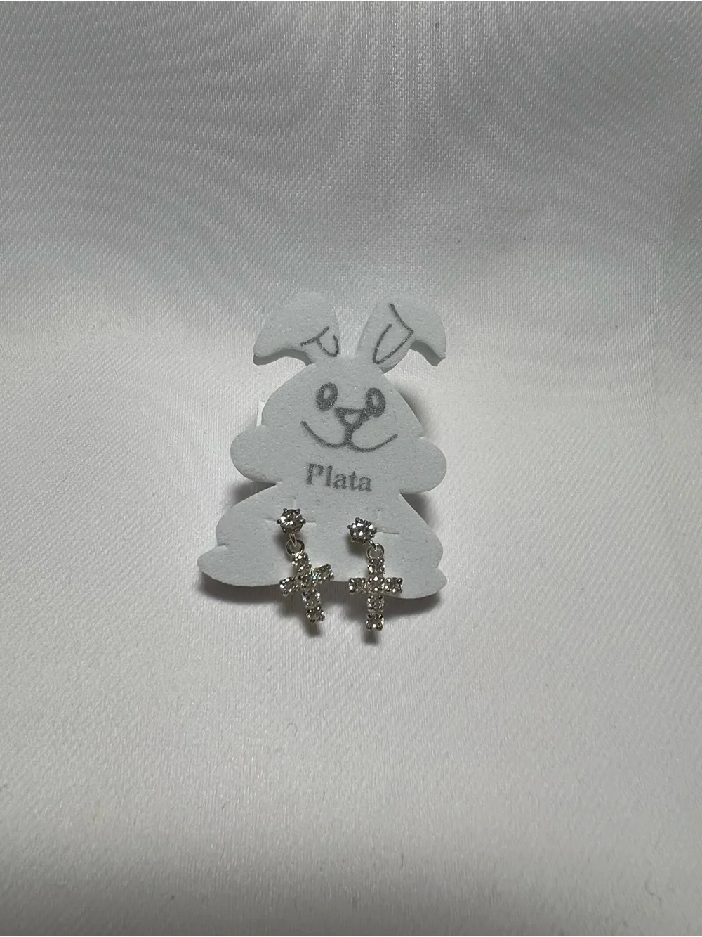 925 plata Cross Earrings with Crystal Accents